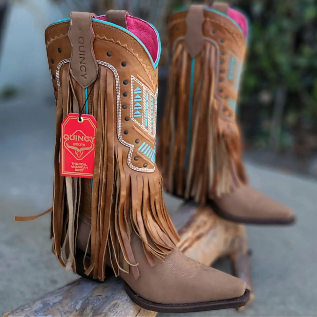 Fringe Cowgirl Boots - Tan