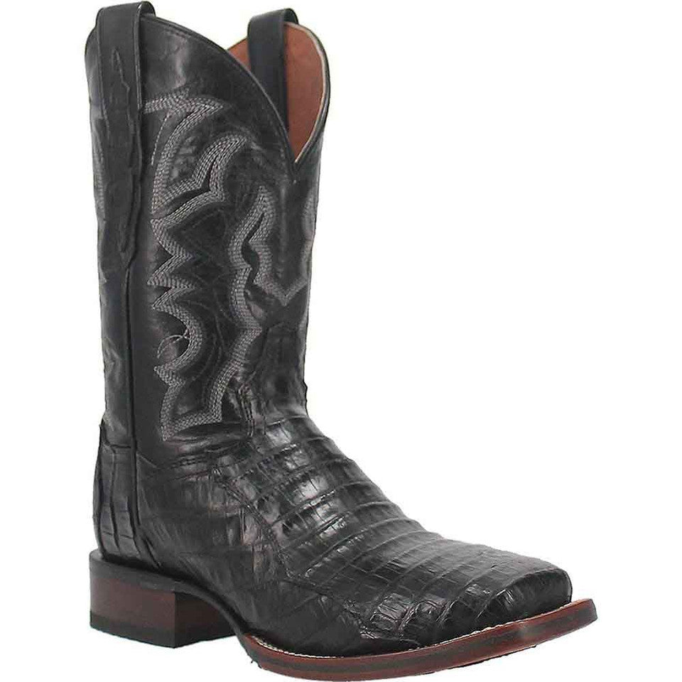 Dan Post Cowboy Certified Kingsly Caiman Square Toe Black Boot - 8D