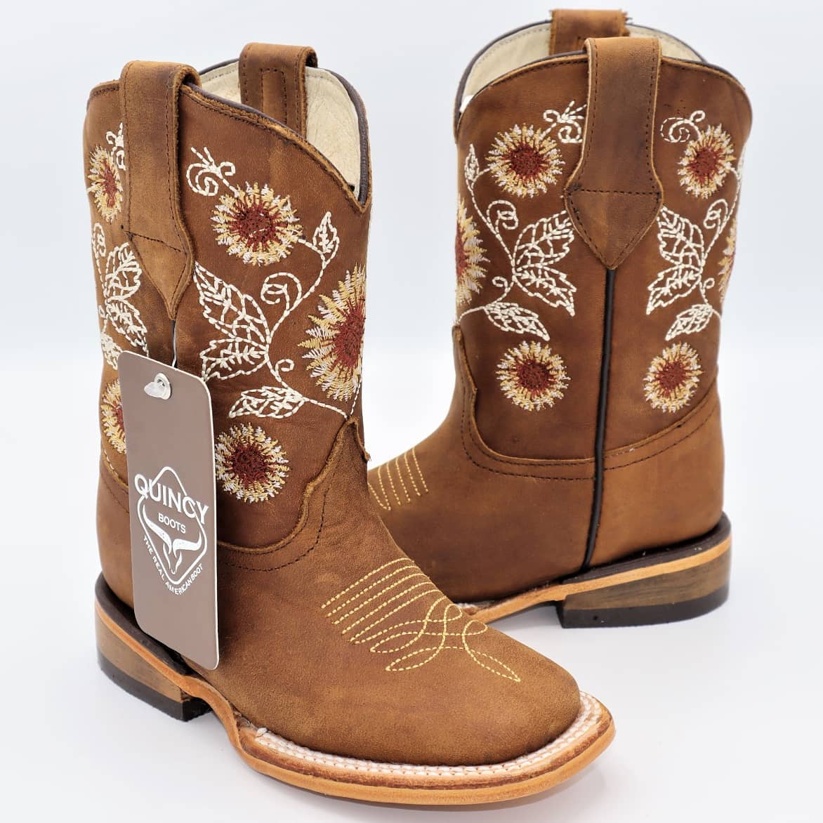 Kids Sunflower Square Toe Cowgirl Boots - 7