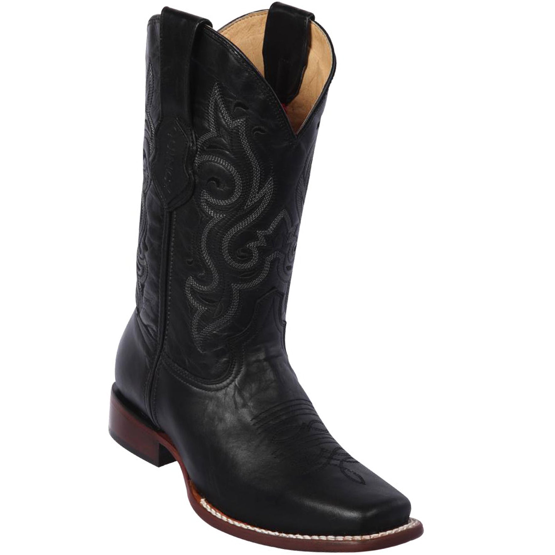Black Square Toe Cowboy Boots - EE