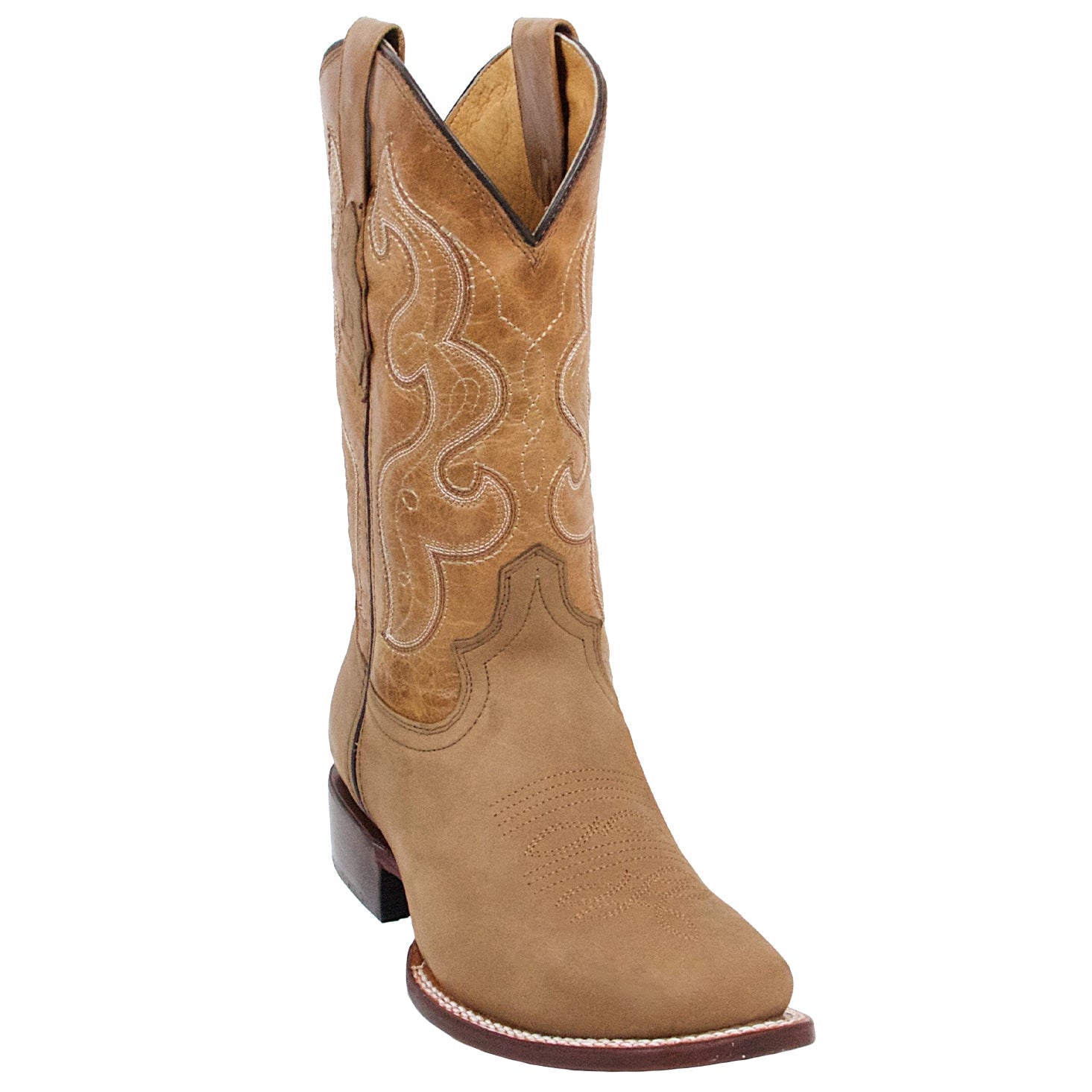 Mens Square Toe Western Boots - Tan - EE