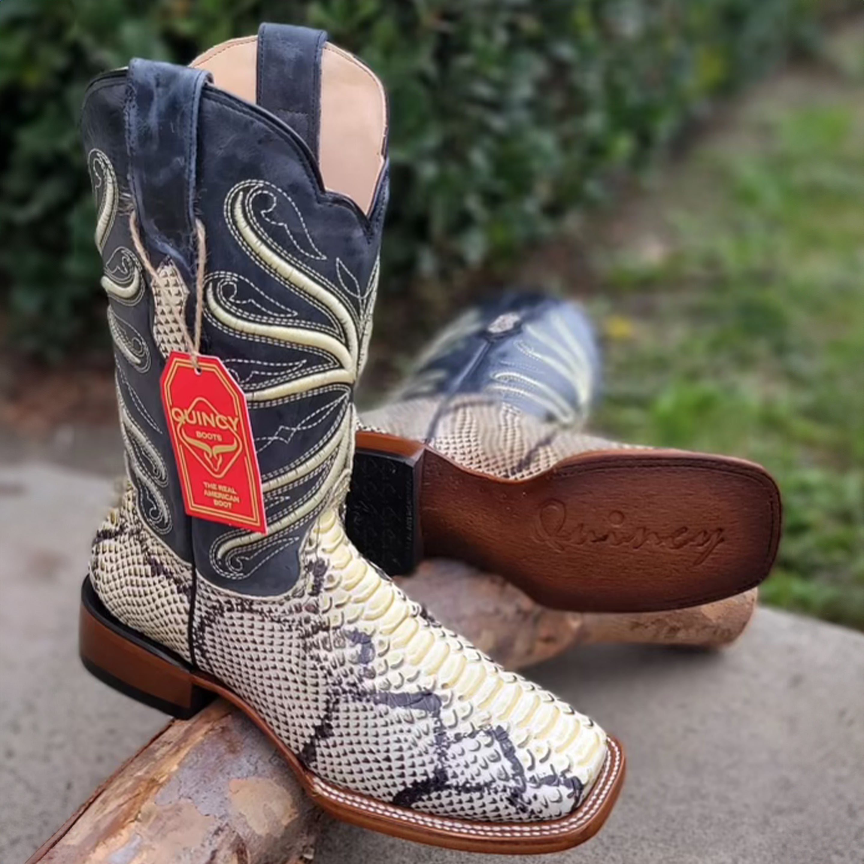 Imitation Natural Python Cowboy Boots - EE