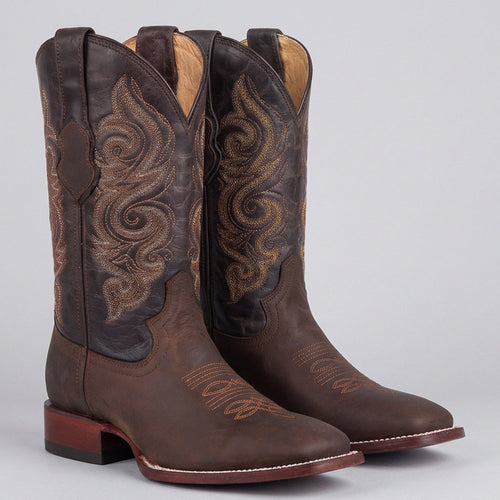 Quincy Men's Brown Wide Square Toe Cowboy Boot