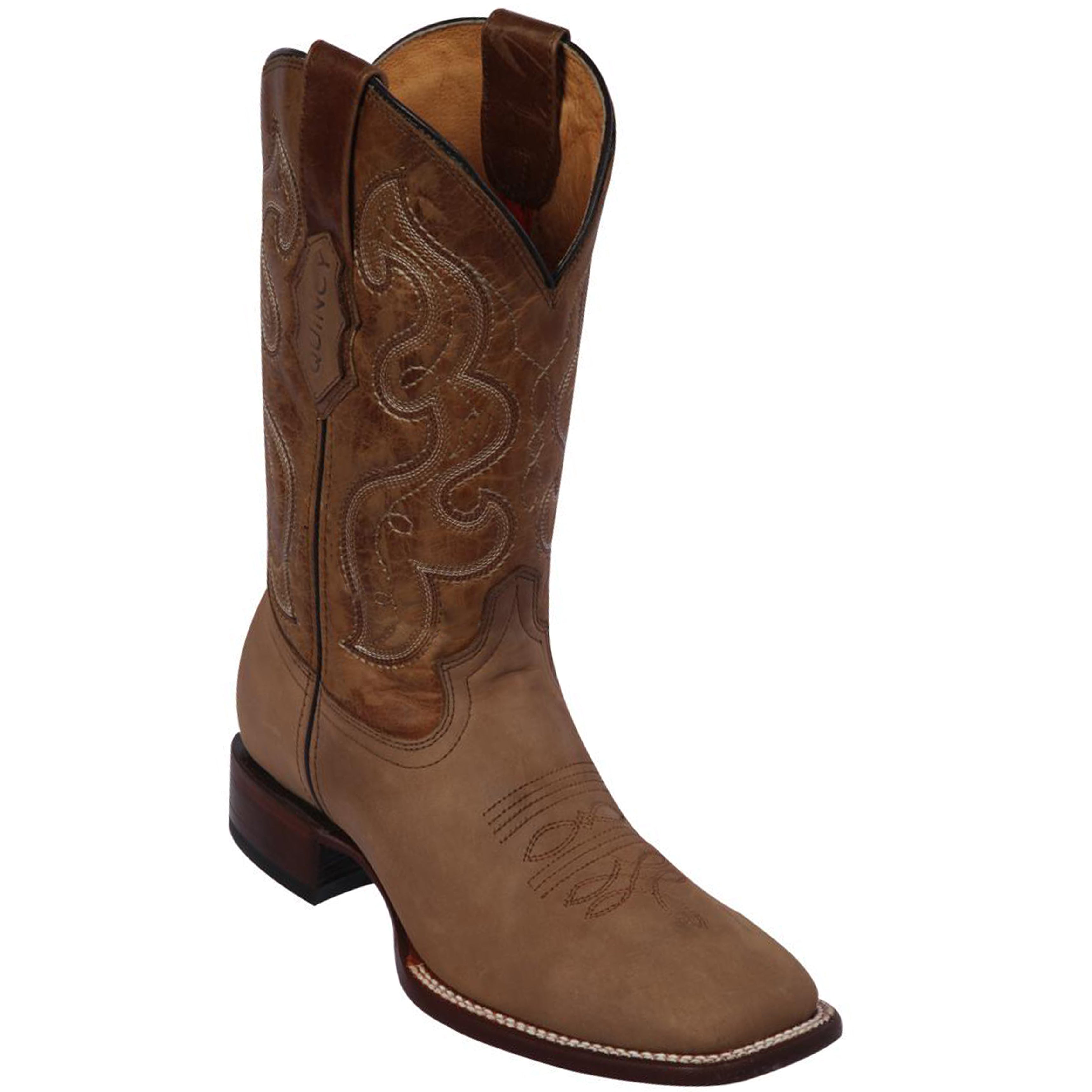 Tan Wide Square Toe Western Boots - EE