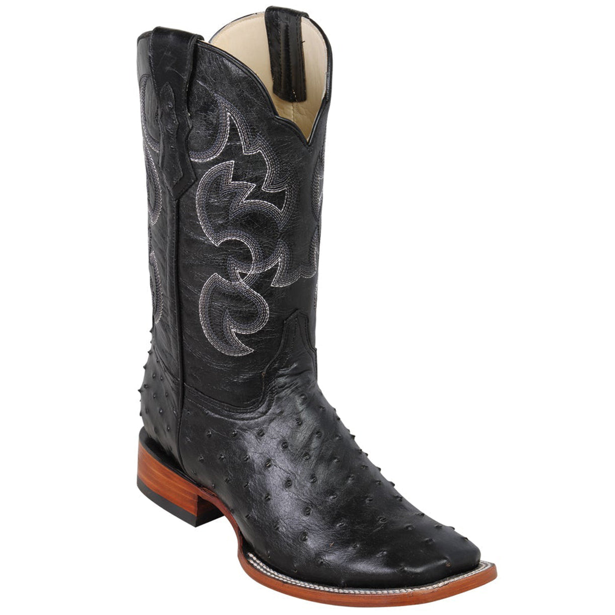 Ostrich Print Boots - Black