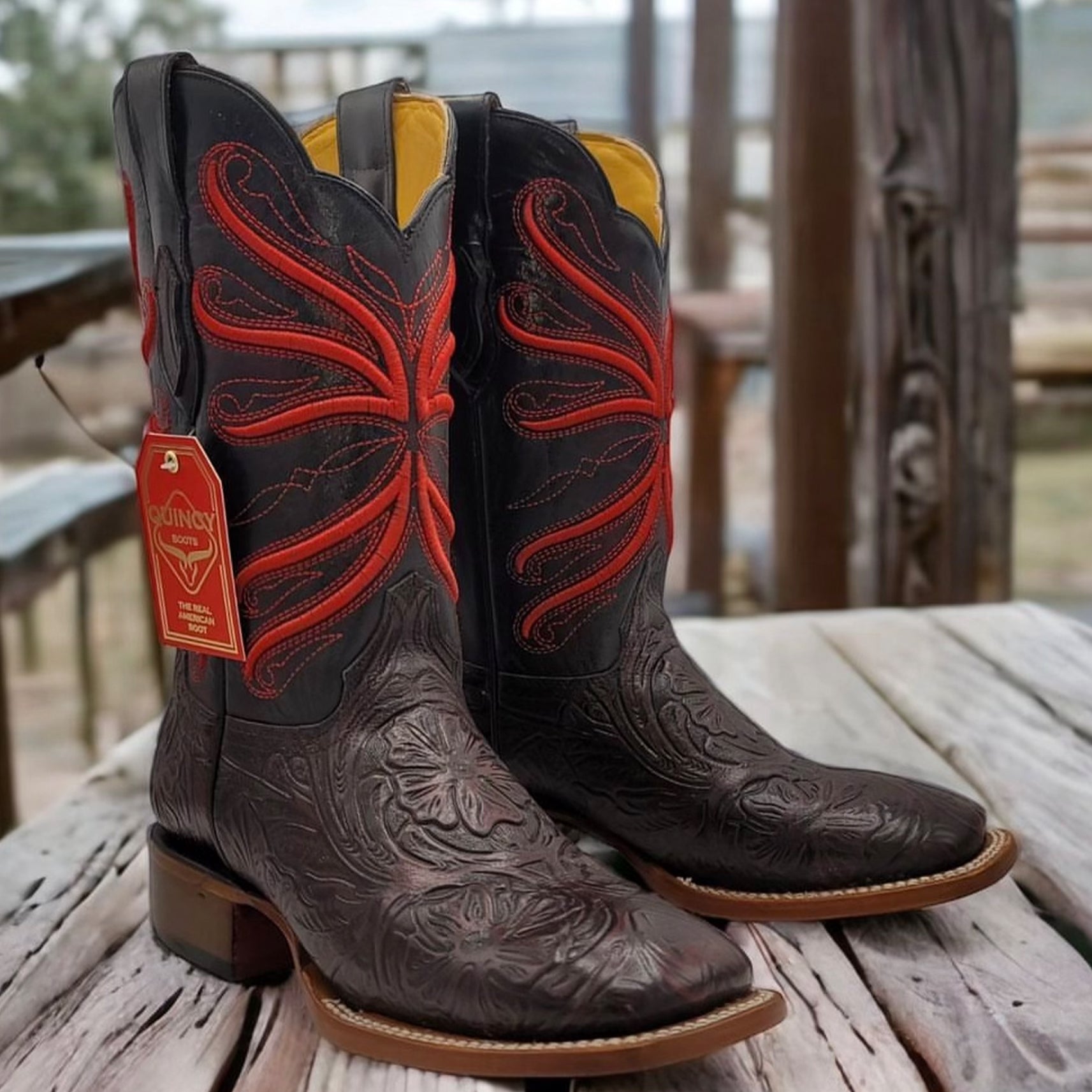 Print Hand-Tooled Cowboy Boots - EE