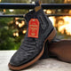 Black Ostrich Print Boots