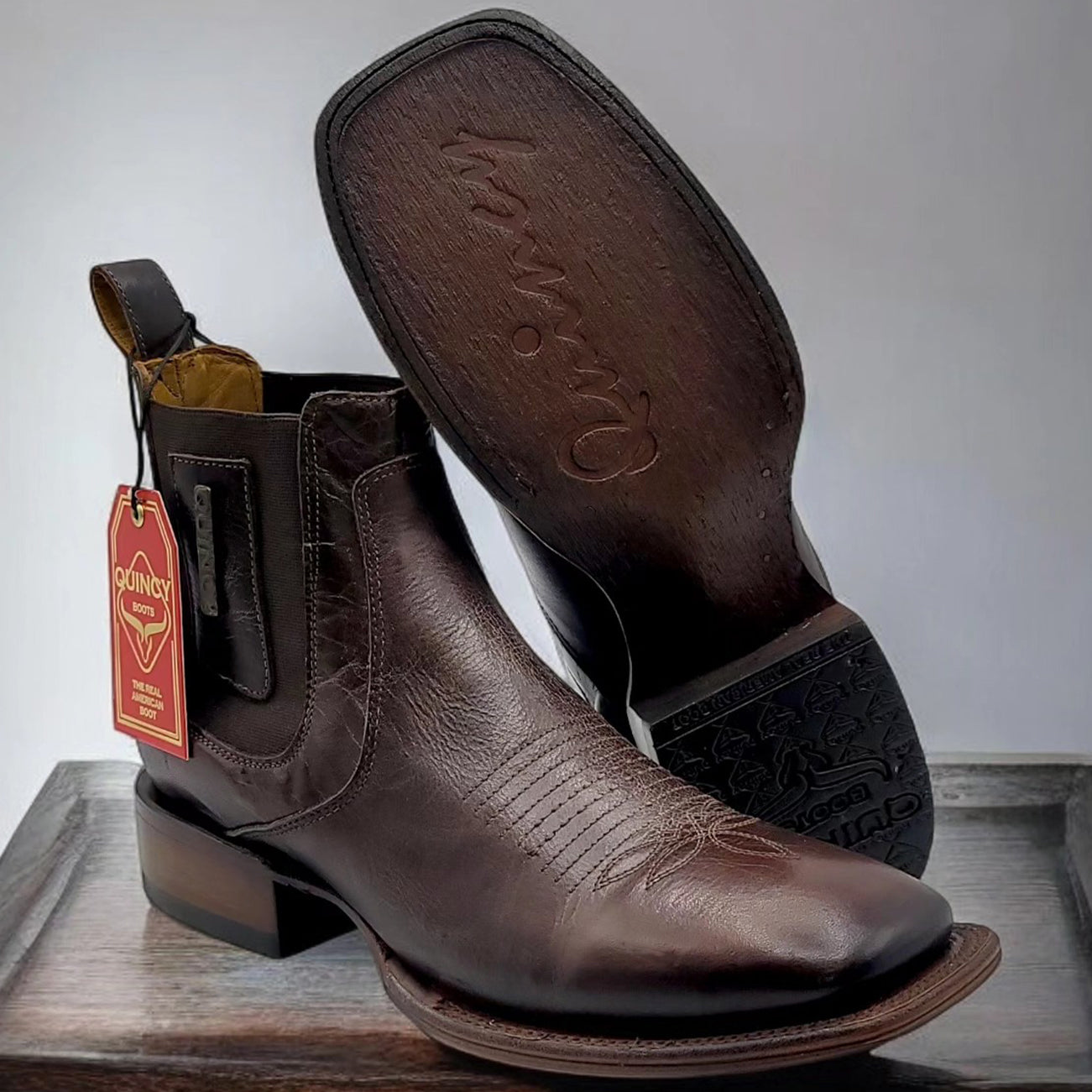 Brown Square Toe Ankle Boots - EE