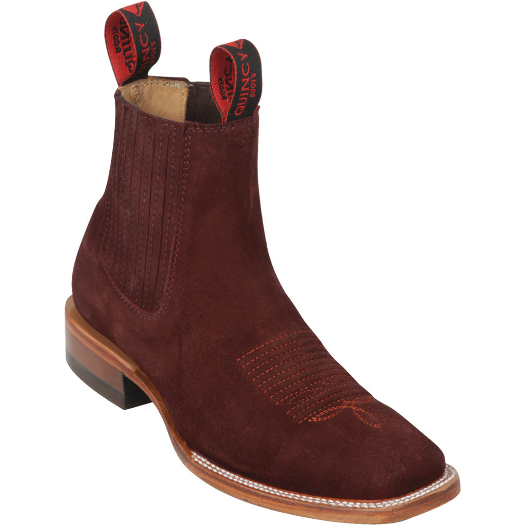 Women's Suede Ankle Boots - Black Cherry - Black Cherry