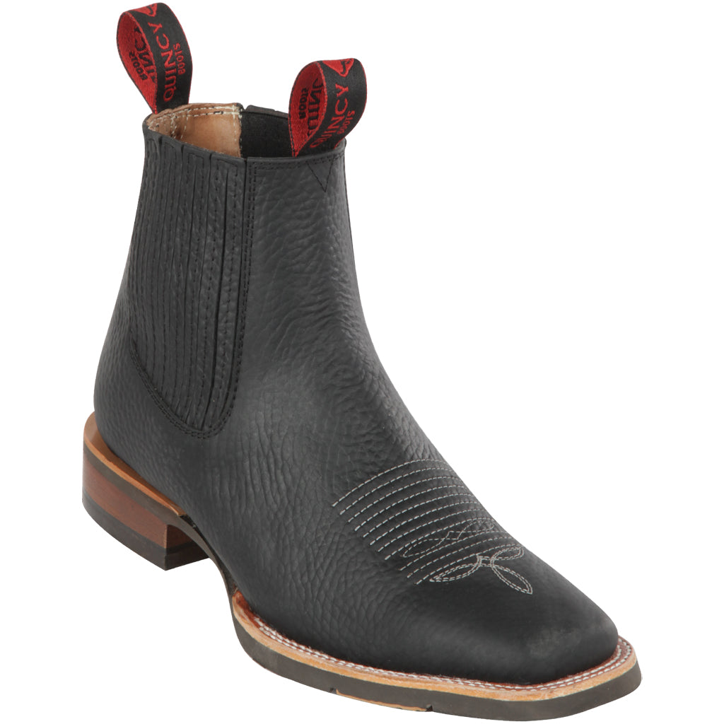 Mens Square Toe Ankle Boots - Black