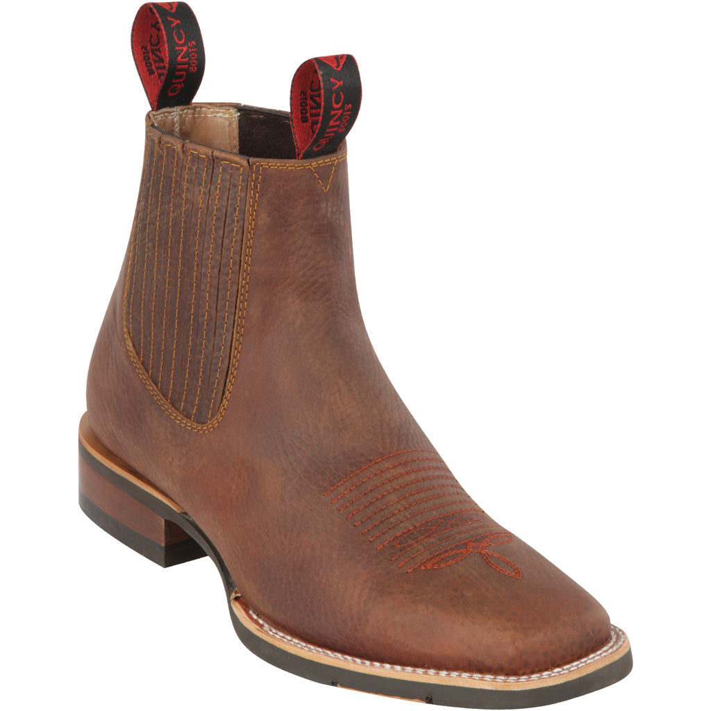 Mens Brown Square Toe Ankle Boot - EE