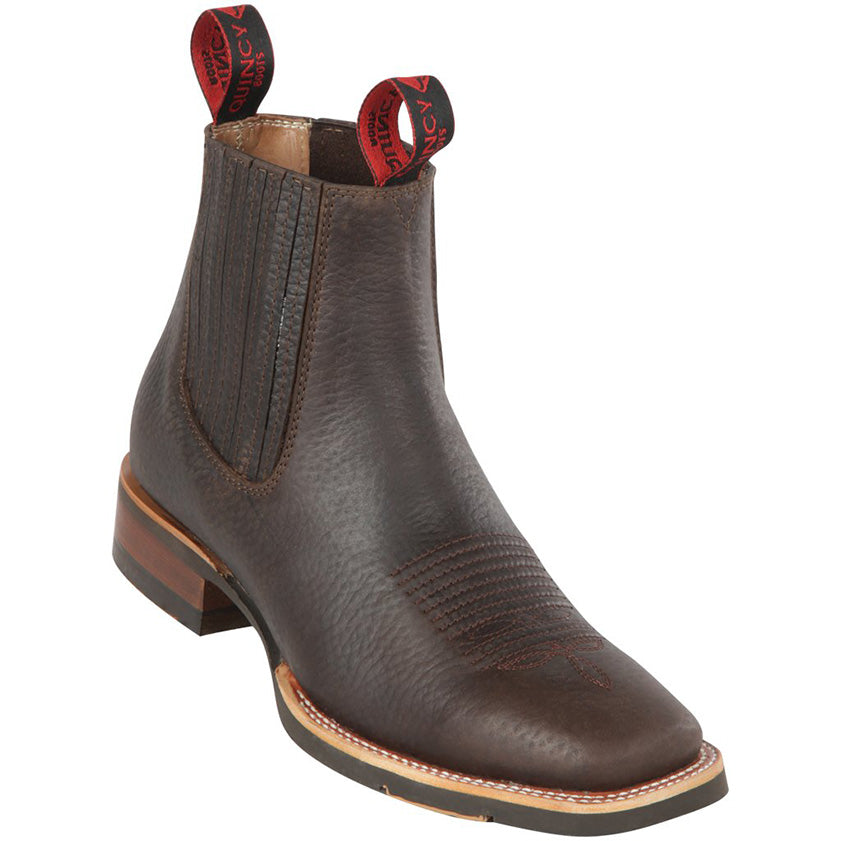 Mens Brown Square Toe Ankle Boots - EE