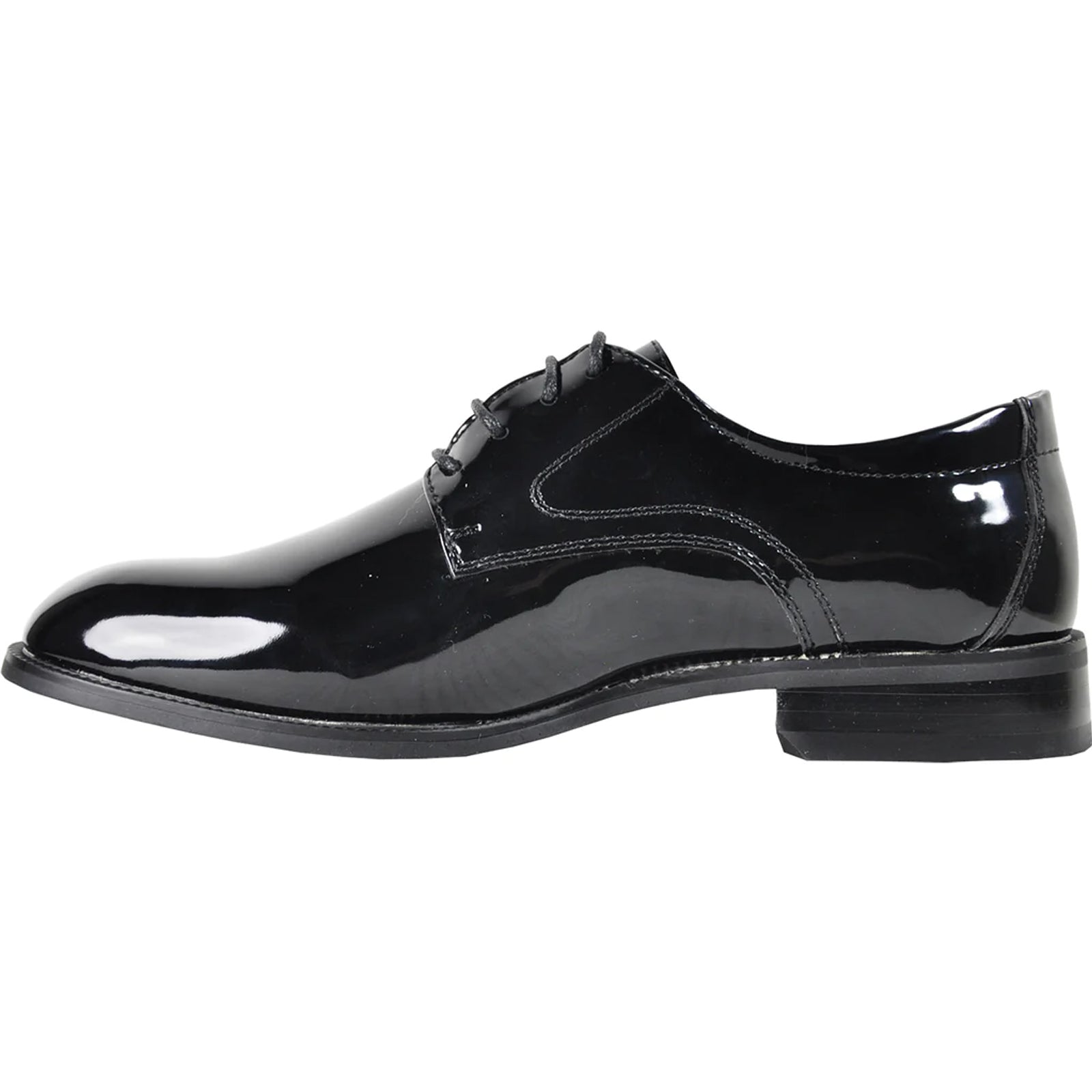 "Black Patent Tuxedo Shoe - Men's Plain Round Toe Style"
