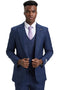 Men's Stacy Adams One Button Peak Lapel Double Breasted Vest Suit in Blue/purple Plaid