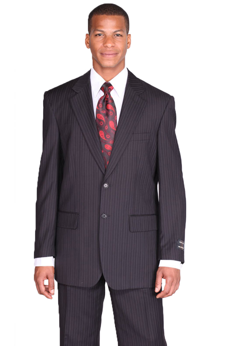 "Grey Banker Pinstripe Suit - Mens 2 Button Modern Fit"