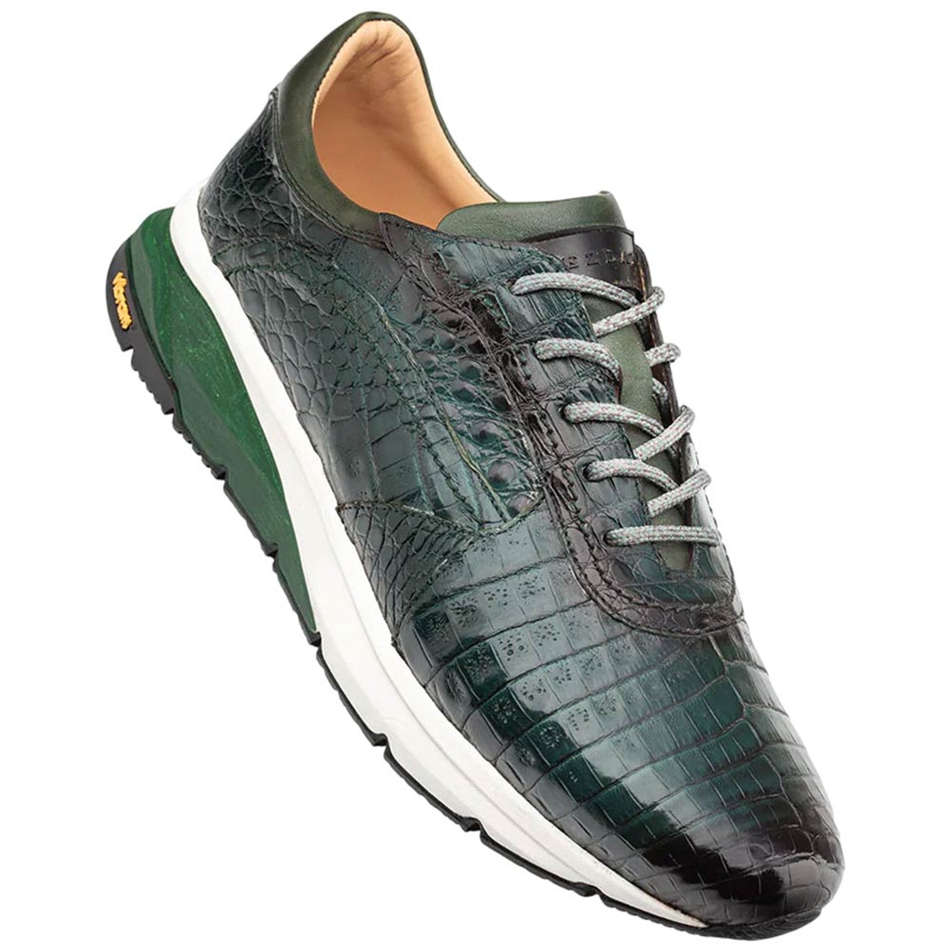 Men's Quevedo  Forest/Green Genuine Crocodile Exotic Sneaker By Mezlan Made In Spain Brand - 8