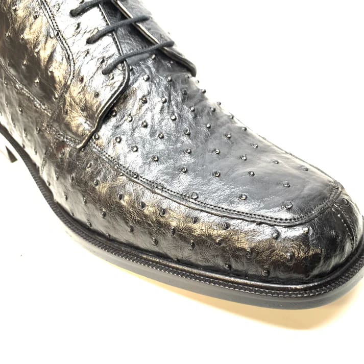 Los Altos Black Ostrich Quill Dress Ankle Boots - 7