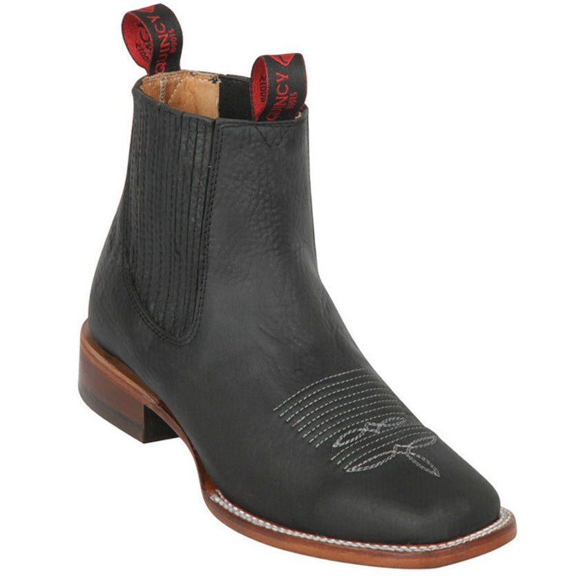 Black Square Toe Ankle Boots - Black
