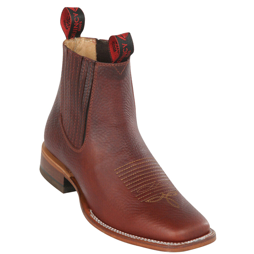 Quincy men's brown square toe Chelsea boots.