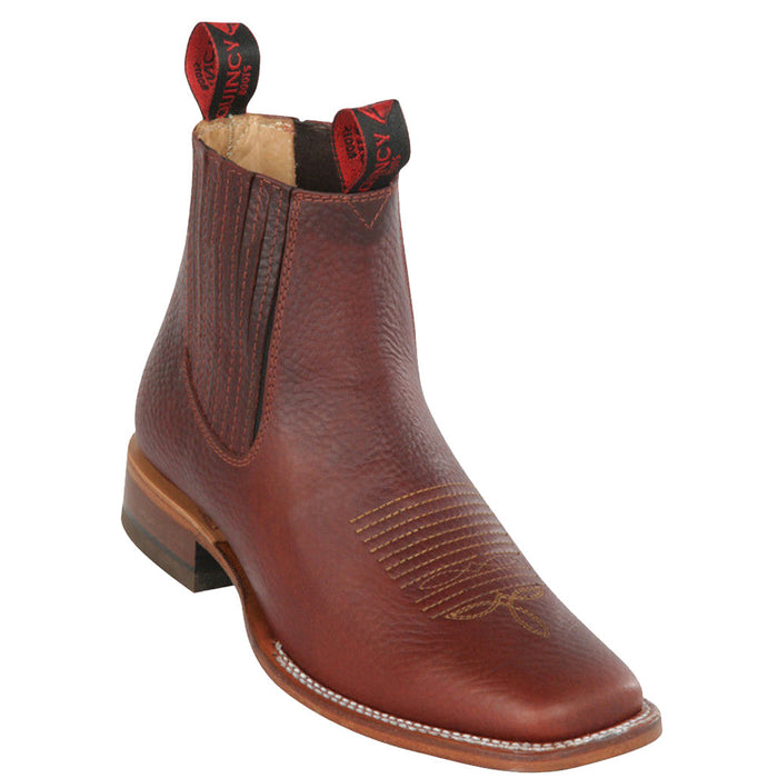 Quincy men's brown square toe Chelsea boots.