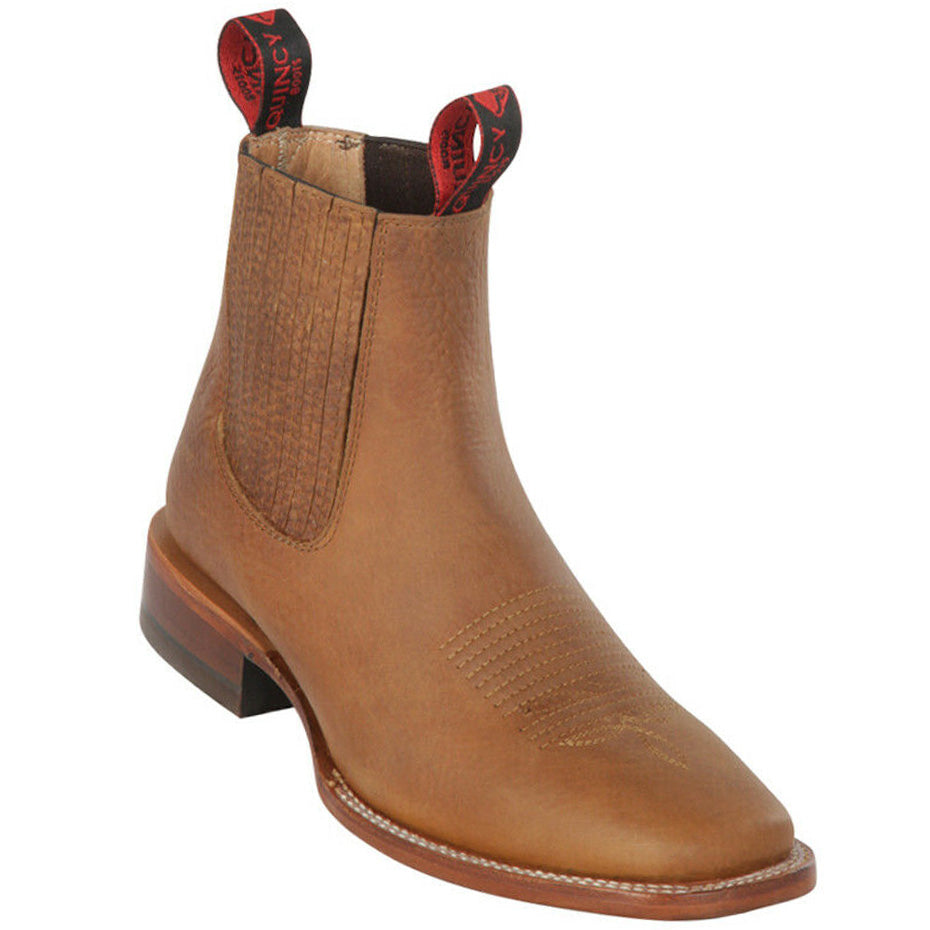 Tan Ankle Square Toe Boots - Tan
