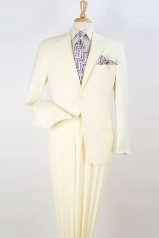 "Modern Fit Men's Two-Button Wool Feel Suit in Ivory" off white