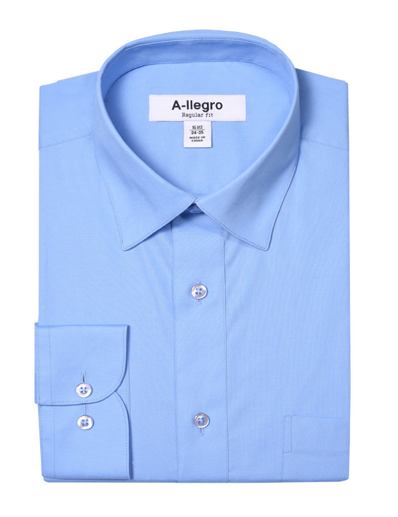 "Sky Blue Cotton Dress Shirt for Men - Regular Fit Basic Style"