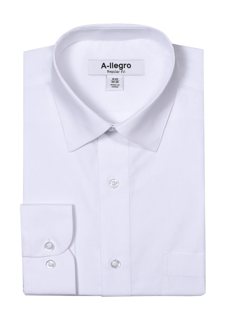 "White Cotton Dress Shirt for Men - Regular Fit Basic Style"
