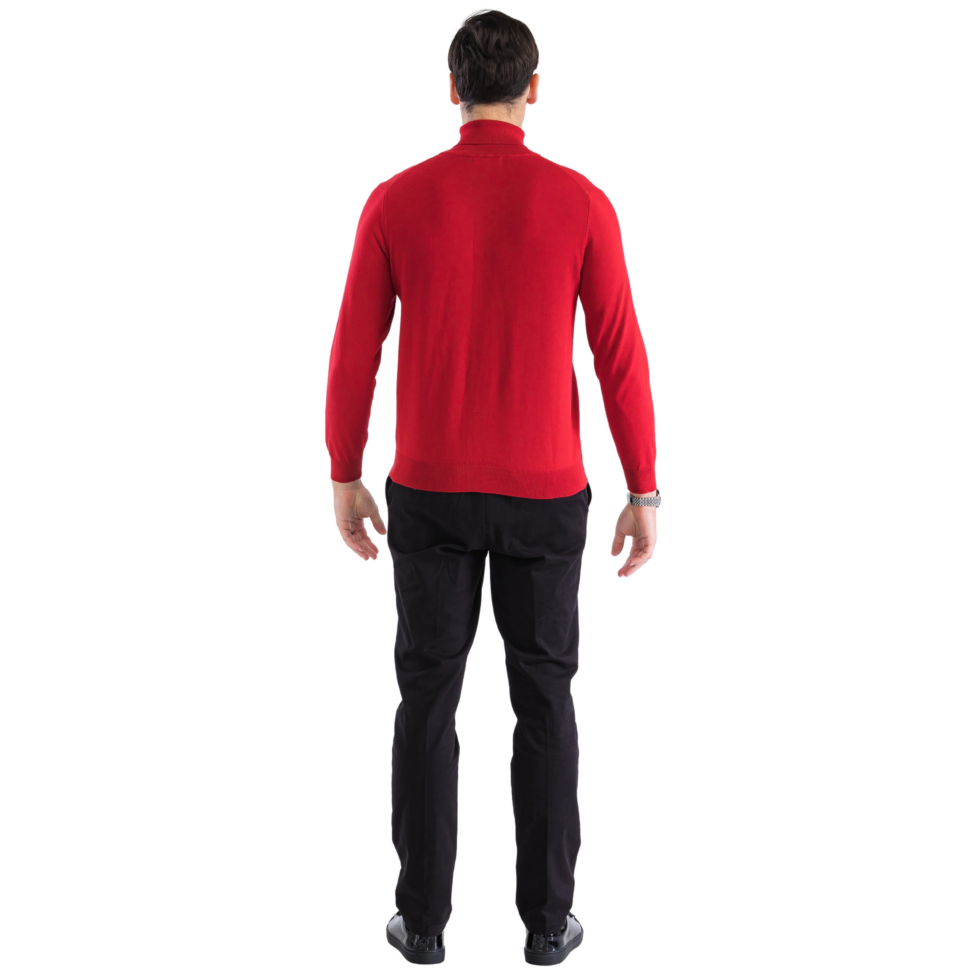 MENS RED PULLOVER TURTLENECK SWEATER - SMALL