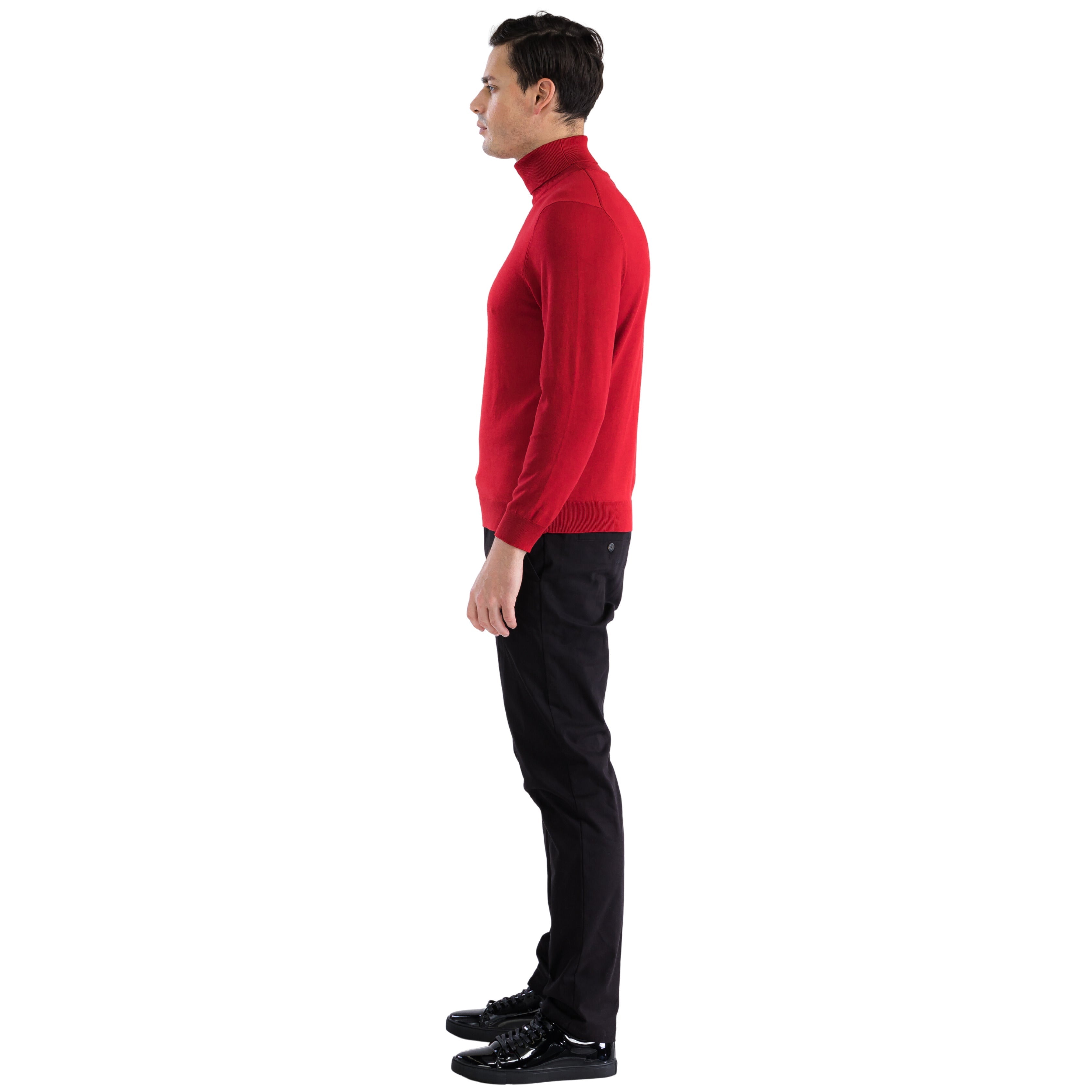 MENS RED PULLOVER TURTLENECK SWEATER - SMALL