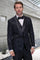 Men's Black Paisley Velvet Smoking Jacket Tuxedo with Vested Double Breasted Prom & Wed