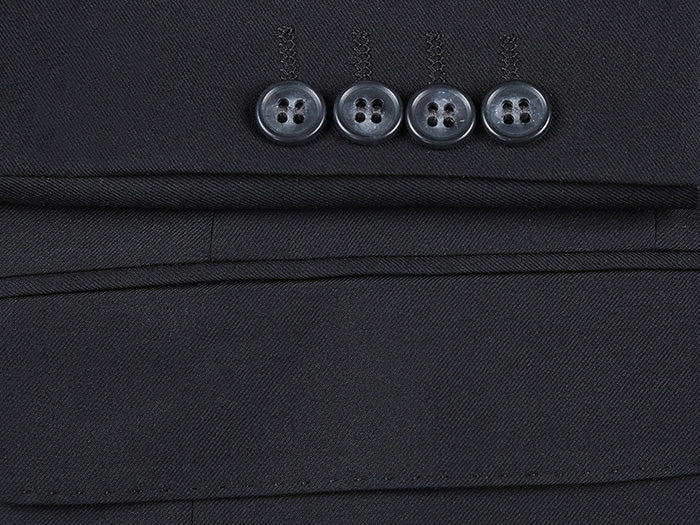 Half Canvas Wool Dress Suit Regular Fit 2 Piece in Black - 38 Regular - 32 Waist