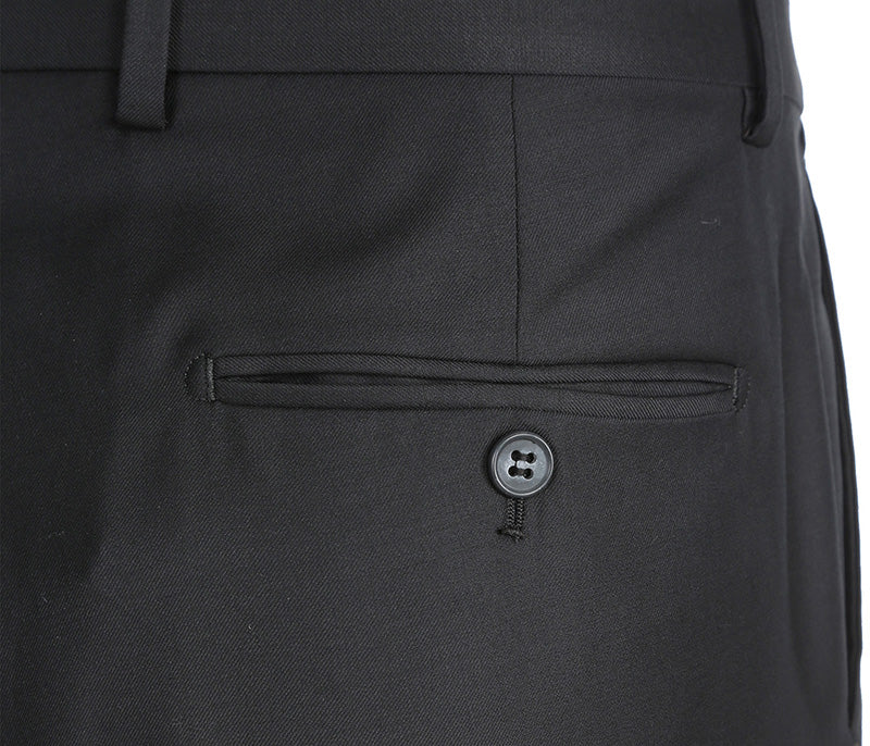 Half Canvas Wool Dress Suit Regular Fit 2 Piece in Black - 38 Regular - 32 Waist