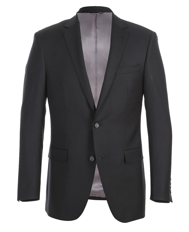 Half Canvas Wool Dress Suit Regular Fit 2 Piece in Black - 38 Regular - 32 Waist