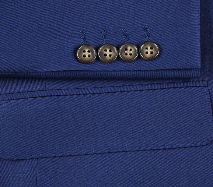 Half Canvas Wool Dress Suit Modern Fit 2 Piece in Blue - 36 Regular - 30 Waist