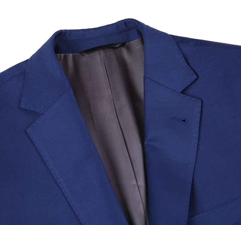 Half Canvas Wool Dress Suit Regular Fit 2 Piece in Blue - 38 Regular - 32 Waist