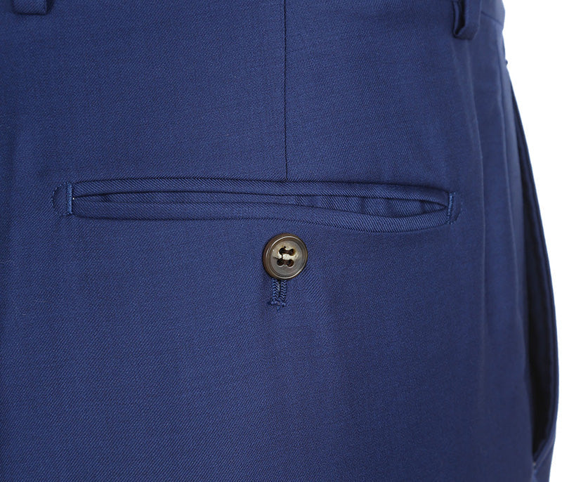 Half Canvas Wool Dress Suit Regular Fit 2 Piece in Blue - 38 Regular - 32 Waist