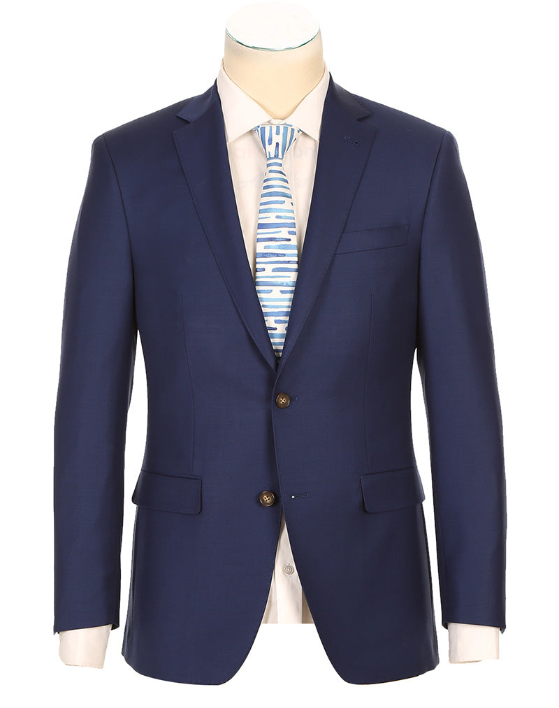 Half Canvas Wool Dress Suit Regular Fit 2 Piece in Blue - 38 Regular - 32 Waist