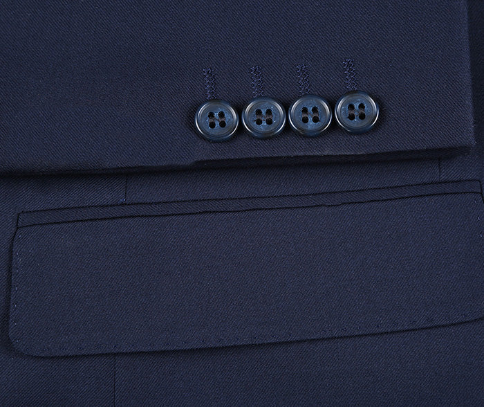 Half Canvas Stretch Wool Dress Suit Modern Fit 2 Piece in Navy - 36 Regular - 30 Waist