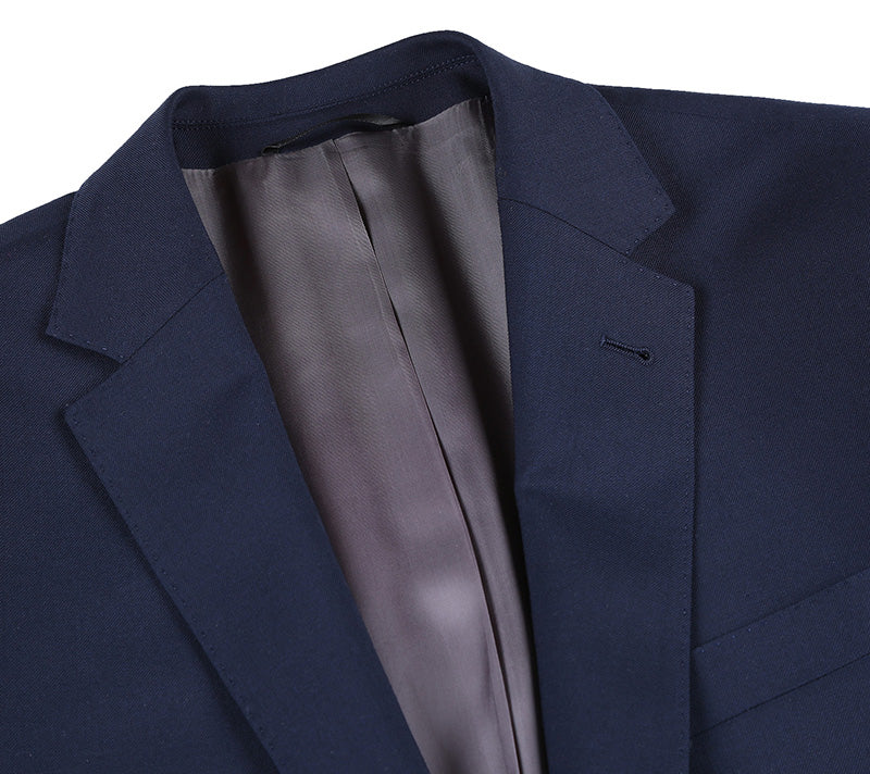 Half Canvas Stretch Wool Dress Suit Regular Fit 2 Piece in Navy - 38 Regular - 32 Waist