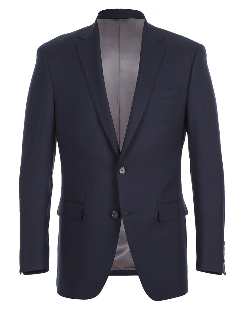 Half Canvas Stretch Wool Dress Suit Regular Fit 2 Piece in Navy - 38 Regular - 32 Waist
