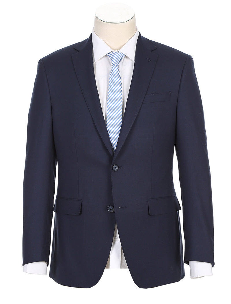 Half Canvas Stretch Wool Dress Suit Regular Fit 2 Piece in Navy - 38 Regular - 32 Waist