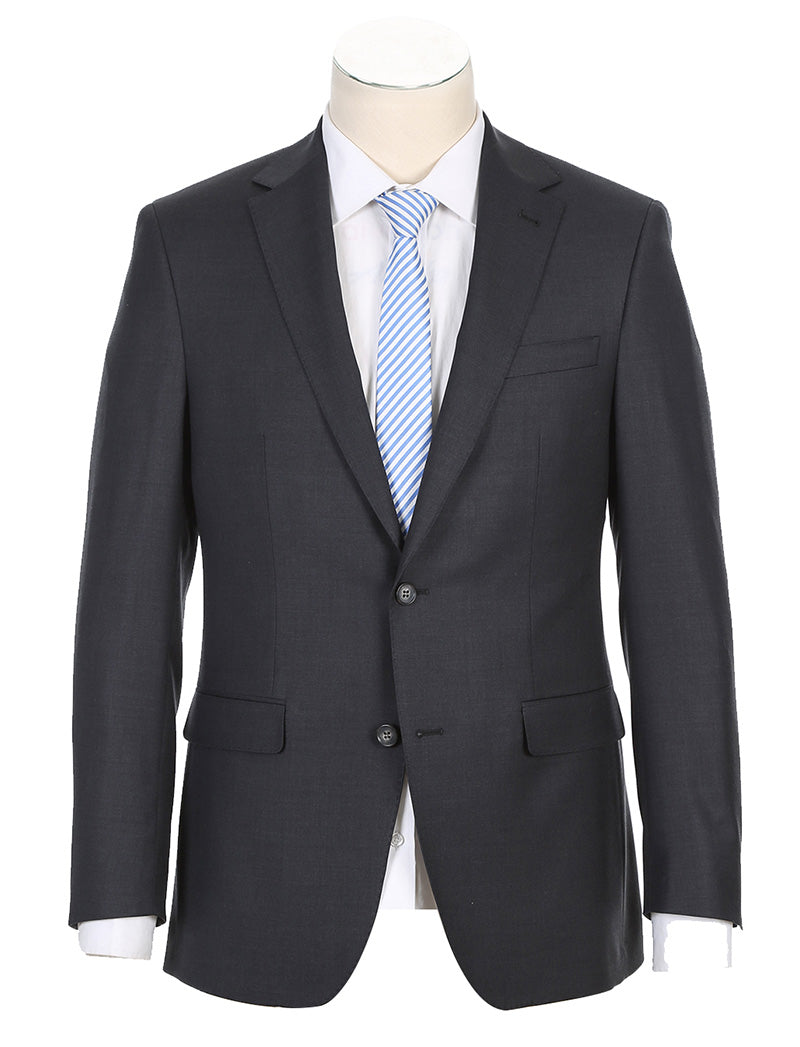 Half Canvas Wool Dress Suit Regular Fit 2 Piece in Charcoal - 38 Regular - 32 Waist