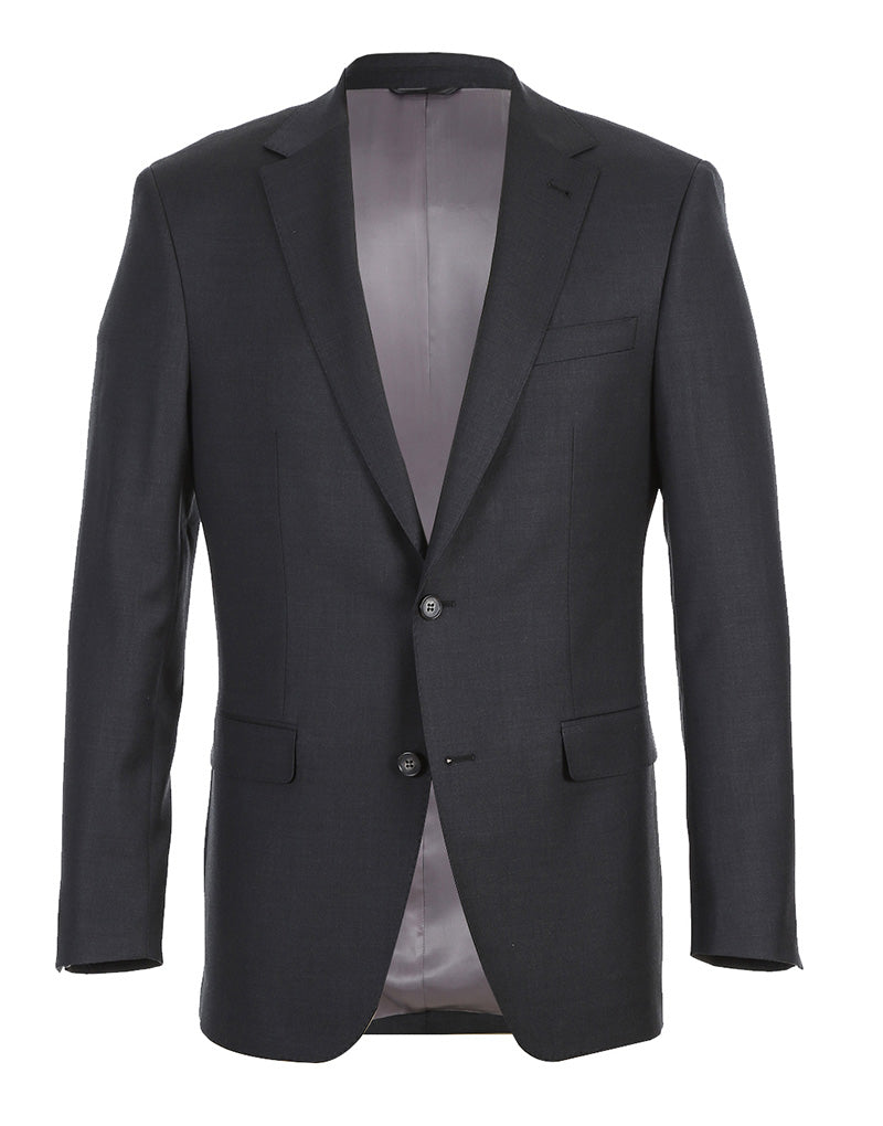 Half Canvas Wool Dress Suit Regular Fit 2 Piece in Charcoal - 38 Regular - 32 Waist