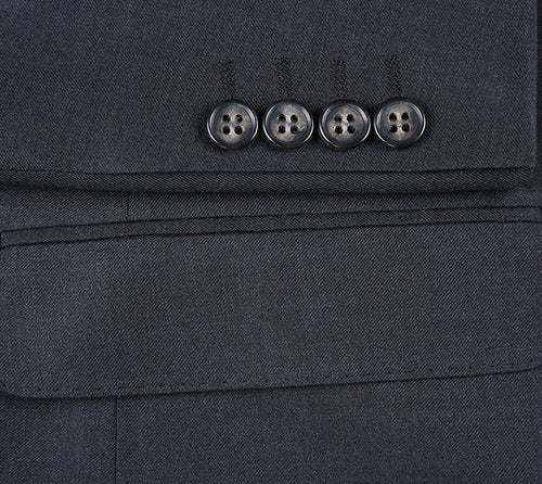 Half Canvas Wool Dress Suit Regular Fit 2 Piece in Charcoal