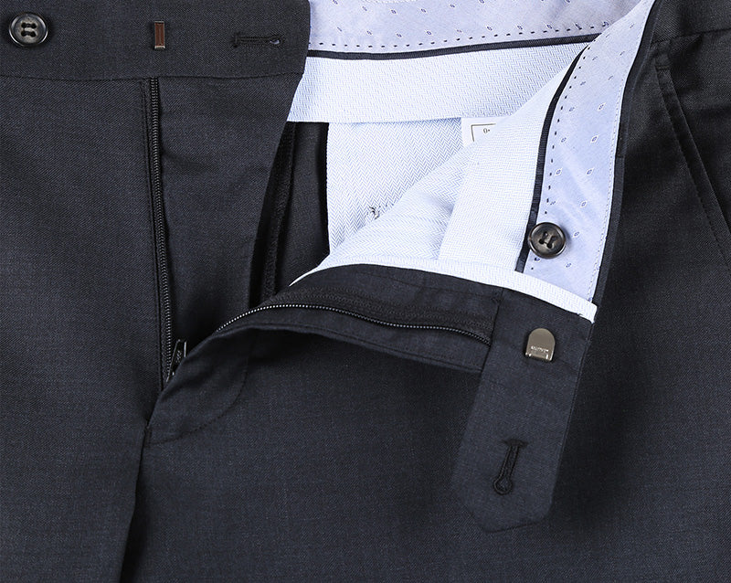 Half Canvas Wool Dress Suit Regular Fit 2 Piece in Charcoal - 38 Regular - 32 Waist