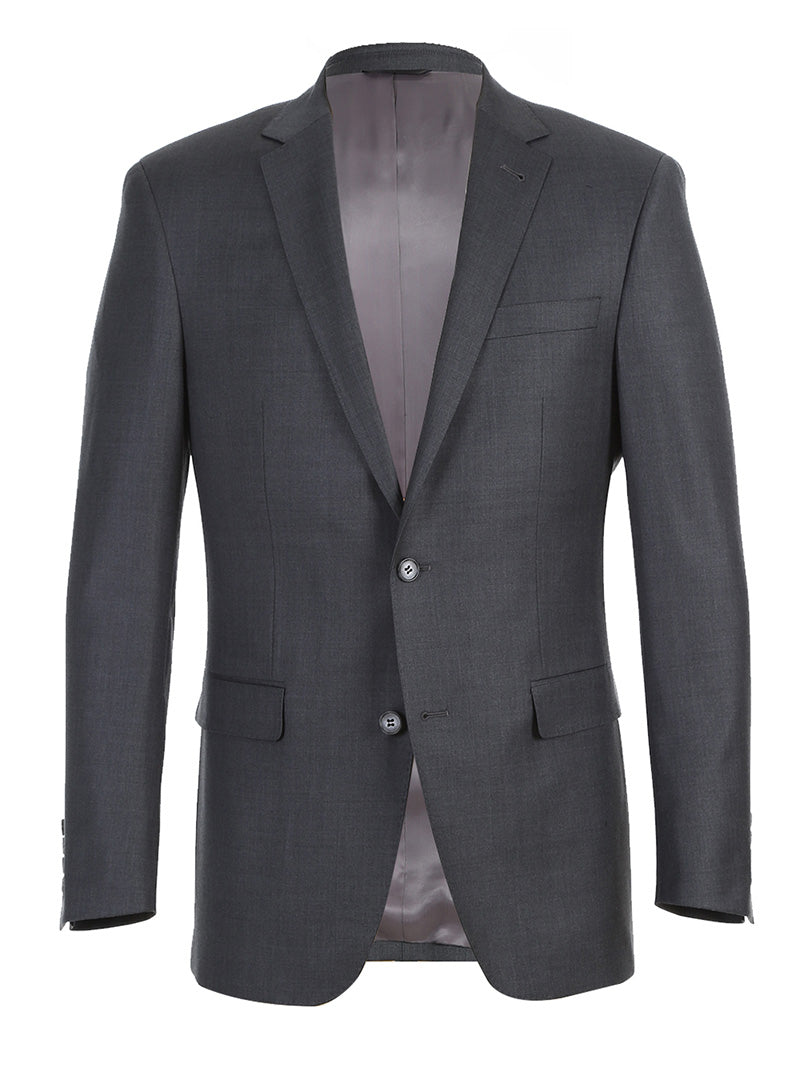 Half Canvas Wool Dress Suit Regular Fit 2 Piece in Gray - 38 Regular - 32 Waist