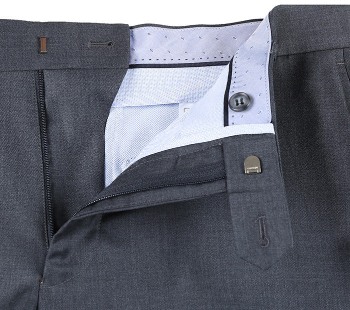 Half Canvas Wool Dress Suit Regular Fit 2 Piece in Gray - 38 Regular - 32 Waist
