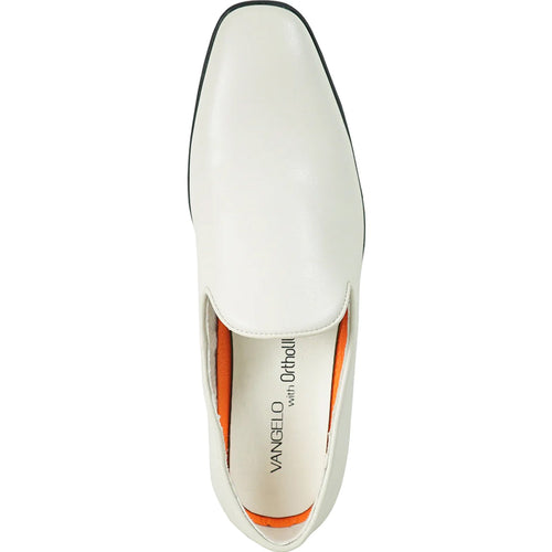 Bravo Mens Classic Plain Toe Slip on Loafer Dress Shoe in Ivory