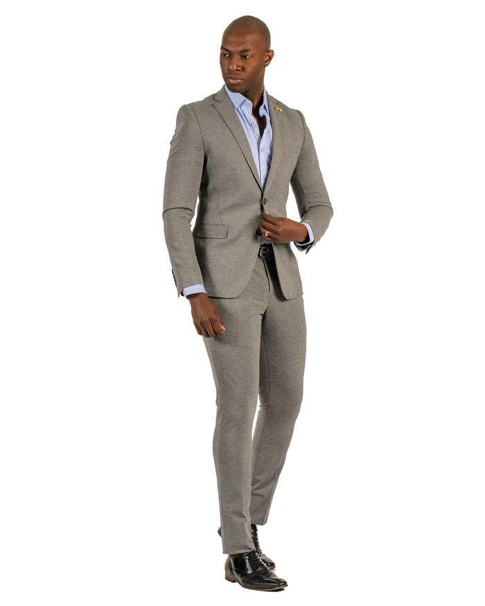 Stretch Fabric - Slim Fitted Suit - "Grey" Light Weight Suit - "Style #"